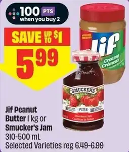FreshCo Jif Peanut Butter or Smuckers Jam offer