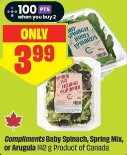 FreshCo Compliments Baby Spinach Spring Mix or Arugula offer