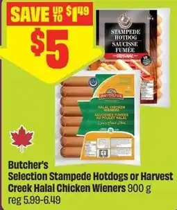 FreshCo Butchers Selection Stampede Hotdogs or Harvest Creek Halal Chicken Wieners offer