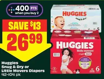 FreshCo Huggies Snug & Dry or Little Movers Diapers offer