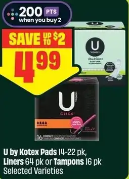 FreshCo U by Kotex Pads Liners or Tampons offer