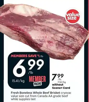 Sobeys Fresh Boneless Whole Beef Brisket offer