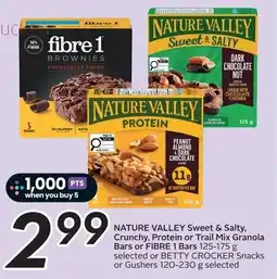 Sobeys Nature Valley Sweet & Salty, Crunchy, Protein or Trail Mix Granola Bars or Fibre 1 Bars or Betty Crocker Snacks or Gushers offer
