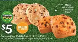 Sobeys Sourdough or Potato Buns or Gourmet Cheese Hot Dog or Burger Buns offer