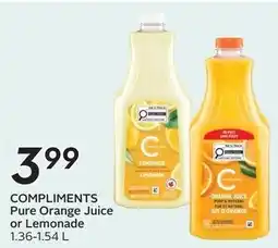 Sobeys Compliments Pure Orange Juice or Lemonade offer