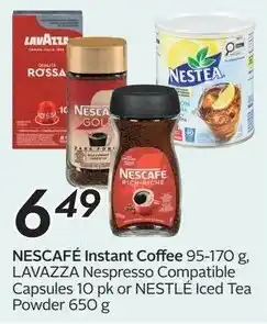 Sobeys Nescafe Instant Coffee, Lavazza Nespresso Compatible Capsules or Nestea Iced Tea Powder offer