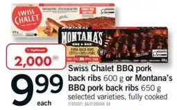 Fortinos Swiss Chalet BBQ pork back ribs or Montana's BBQ pork back ribs offer