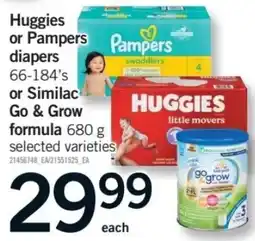 Fortinos Huggies or Pampers diapers or Similac Go & Grow formula offer