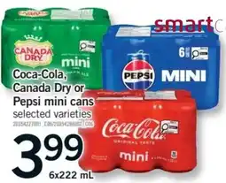 Fortinos Coca-Cola, Canada Dry or Pepsi mini cans offer