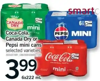 Fortinos Coca-Cola, Canada Dry or Pepsi mini cans offer