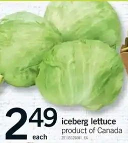 Fortinos Iceberg lettuce offer