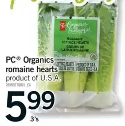 Fortinos PC Organics Romaine Hearts offer