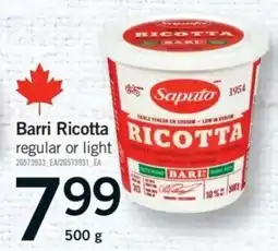 Fortinos Barri Ricotta regular or light offer