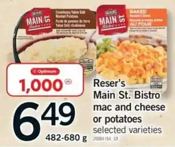 Fortinos Reser's Main St. Bistro mac and cheese or potatoes offer