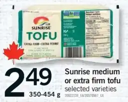 Fortinos Sunrise medium or extra firm tofu offer