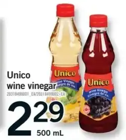 Fortinos Unico wine vinegar offer