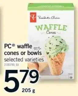 Fortinos PC waffle cones or bowls offer
