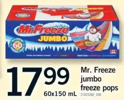 Fortinos Mr. Freeze jumbo freeze pops offer