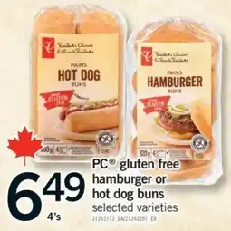 Fortinos PC gluten free hamburger or hot dog buns offer