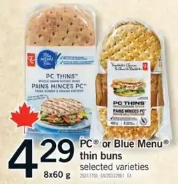Fortinos PC or Blue Menu thin buns offer
