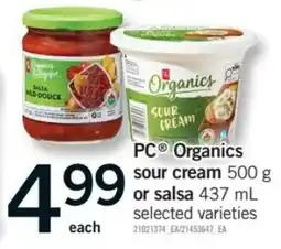 Fortinos PC Organics sour cream or salsa offer