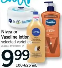 Fortinos Nivea or Vaseline lotion offer
