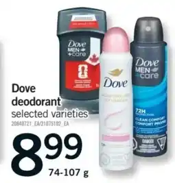 Fortinos Dove Deodorant offer