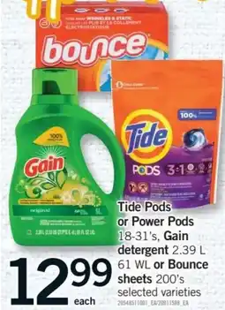 Fortinos Tide Pods or Power Pods, Gain detergent or Bounce sheets offer