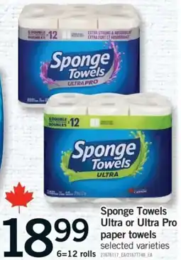 Fortinos Sponge Towels Ultra or Ultra Pro paper towels offer