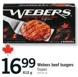 Fortinos Webers beef burgers offer