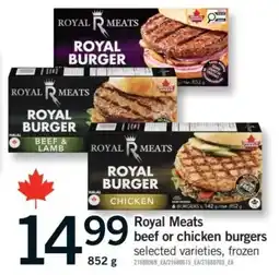 Fortinos Royal Meats beef or chicken burgers offer