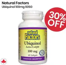 Healthy Planet Natural Factors Ubiquinol 100mg 60SG offer