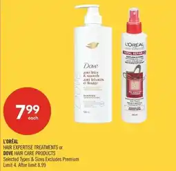 Shoppers Drug Mart L'oréal hair expertise treatments or dove hair care products offer