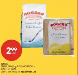 Shoppers Drug Mart Rogers granulated (2kg), brilliant yellow or icing (1kg) sugar offer