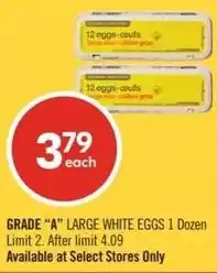 Shoppers Drug Mart Grade "a" large white eggs offer