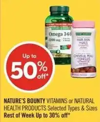Shoppers Drug Mart NATURE'S BOUNTY VITAMINS or NATURAL HEALTH PRODUCTS offer