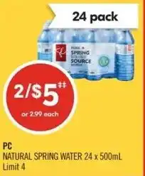 Shoppers Drug Mart PC NATURAL SPRING WATER offer