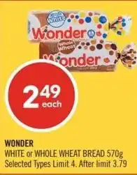 Shoppers Drug Mart WONDER WHITE or WHOLE WHEAT BREAD offer
