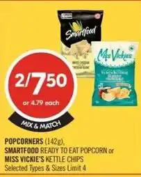 Shoppers Drug Mart Popcorners, smartfood or miss vickie's kettle chips offer