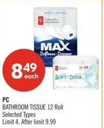 Shoppers Drug Mart Pc bathroom tissue 12 roll offer