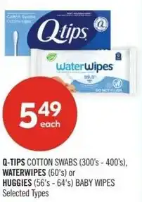 Shoppers Drug Mart Q tips waterwipes or huggies offer