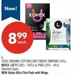 Shoppers Drug Mart New kotex ultra thin pads with wings offer
