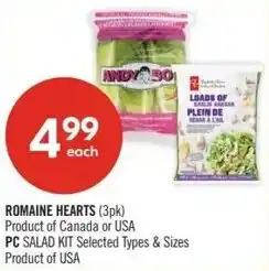 Shoppers Drug Mart Romaine hearts pc offer