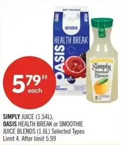 Shoppers Drug Mart Simply oasis offer