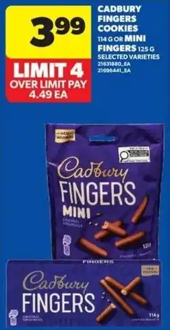 Real Canadian Superstore Cadbury fingers cookies or mini fingers offer