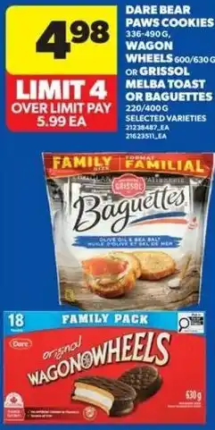 Real Canadian Superstore Dare bear paws cookies wagon wheels or grissol melba toast or baguettes offer