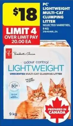 Real Canadian Superstore Pc lightweight multi cat clumping litter offer