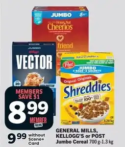 IGA General mills, kellogg's or post jumbo cereal offer