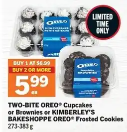 IGA Two-bite oreo cupcakes or brownies or kimberley's bakeshoppe oreo frosted cookies offer