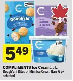 IGA Compliments ice cream, dough'chi bites or mini ice cream bars 6 pk offer